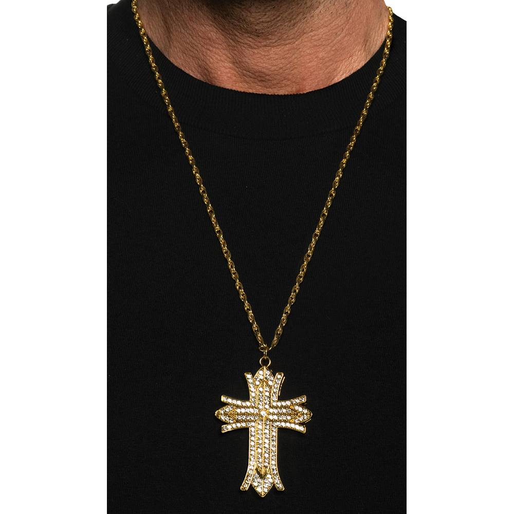 Collier Croix Dorée avec Strass