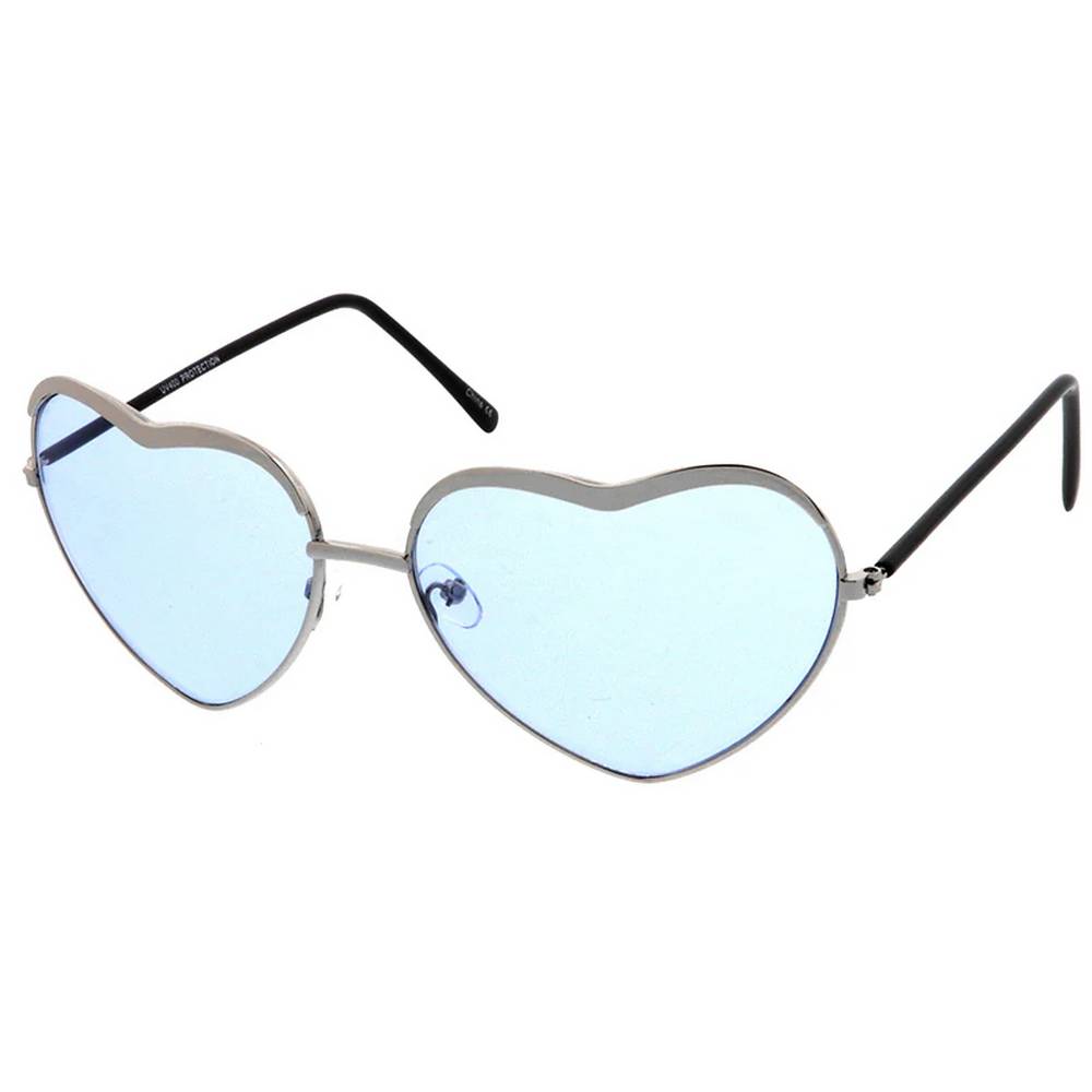 Medium Heart Shape Sunglasses with Metal Frame and Color Lens - Assorted