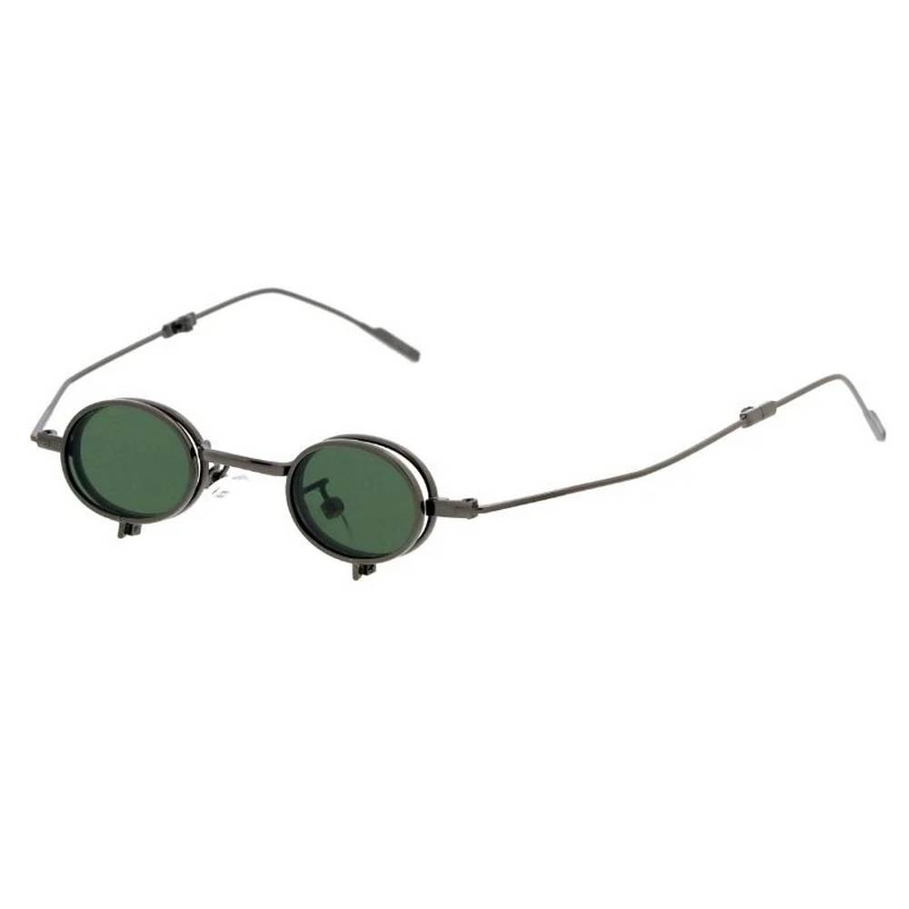 Miniature Round Frame Sunglasses with Foldable arms & Flip Down Lens - Assorted