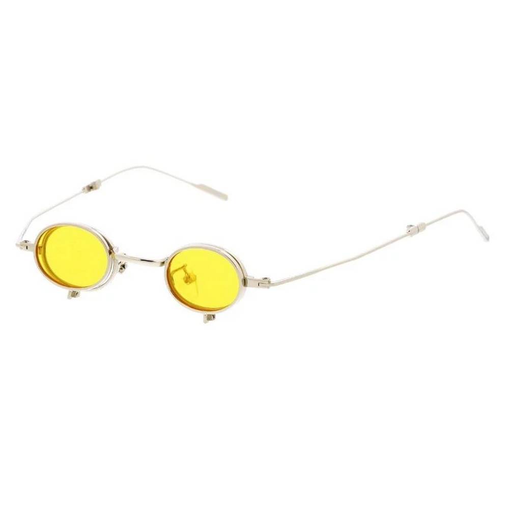 Miniature Round Frame Sunglasses with Foldable arms & Flip Down Lens - Assorted