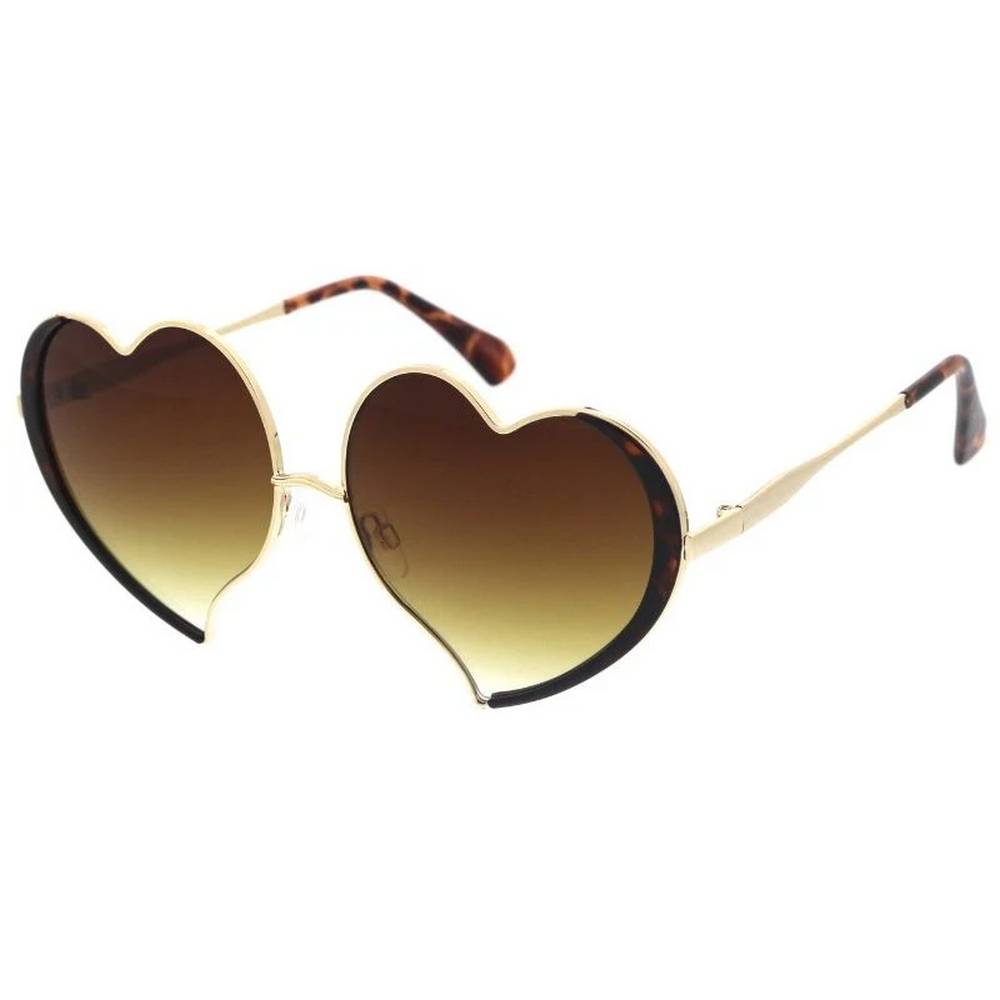 Women's Metal Large Heart Shaped Frame Sunglasses