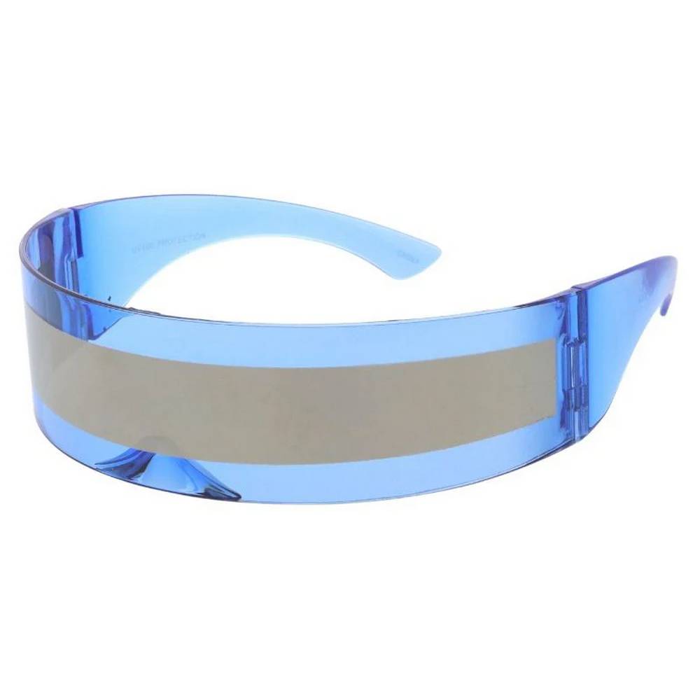 Unisex Plastic Glasses Wrap Around Futuristic Shield Frame -Assorted