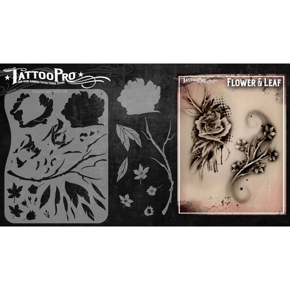 Tattoo Pro Flower & Leaf Stencil - 109