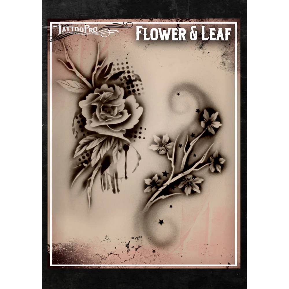 Tattoo Pro Flower & Leaf Stencil - 109