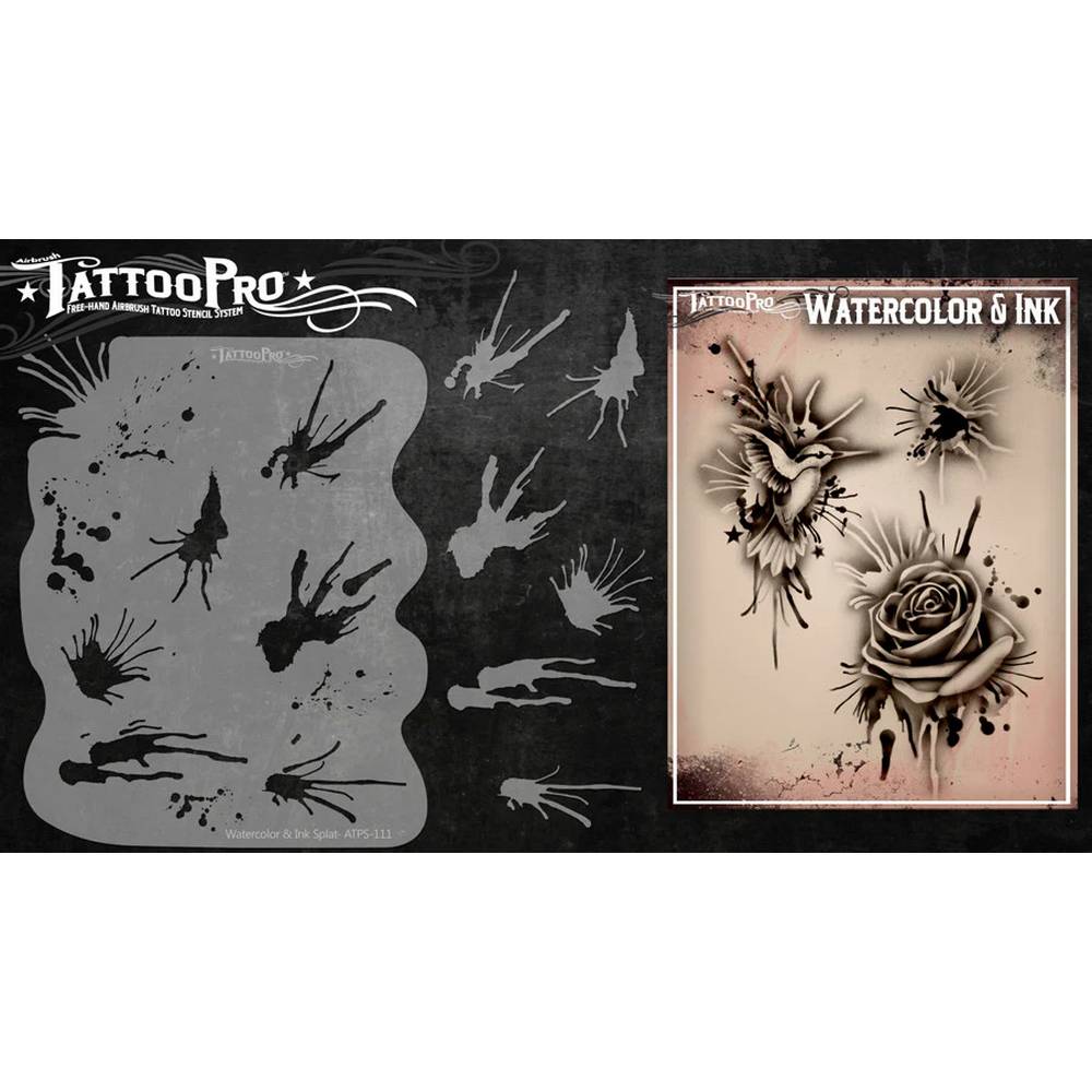 Tattoo Pro Watercolor & Ink Stencil - 111