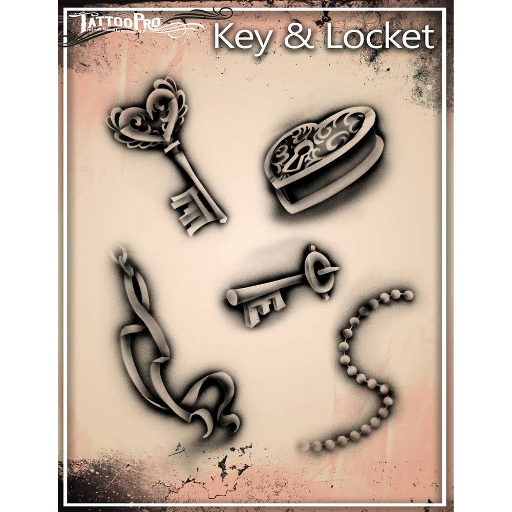 Tattoo Pro Key & Locket Stencil - 123