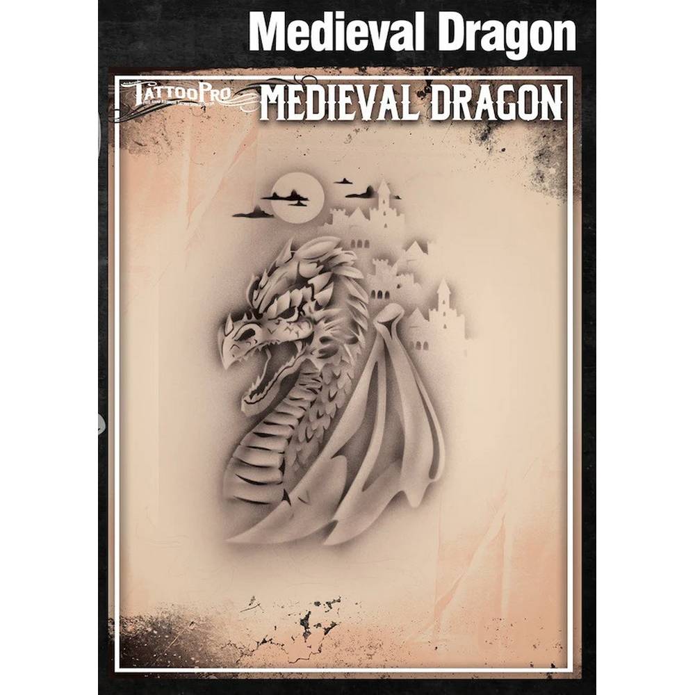 Tattoo Pro Medieval Dragon Stencil - 126