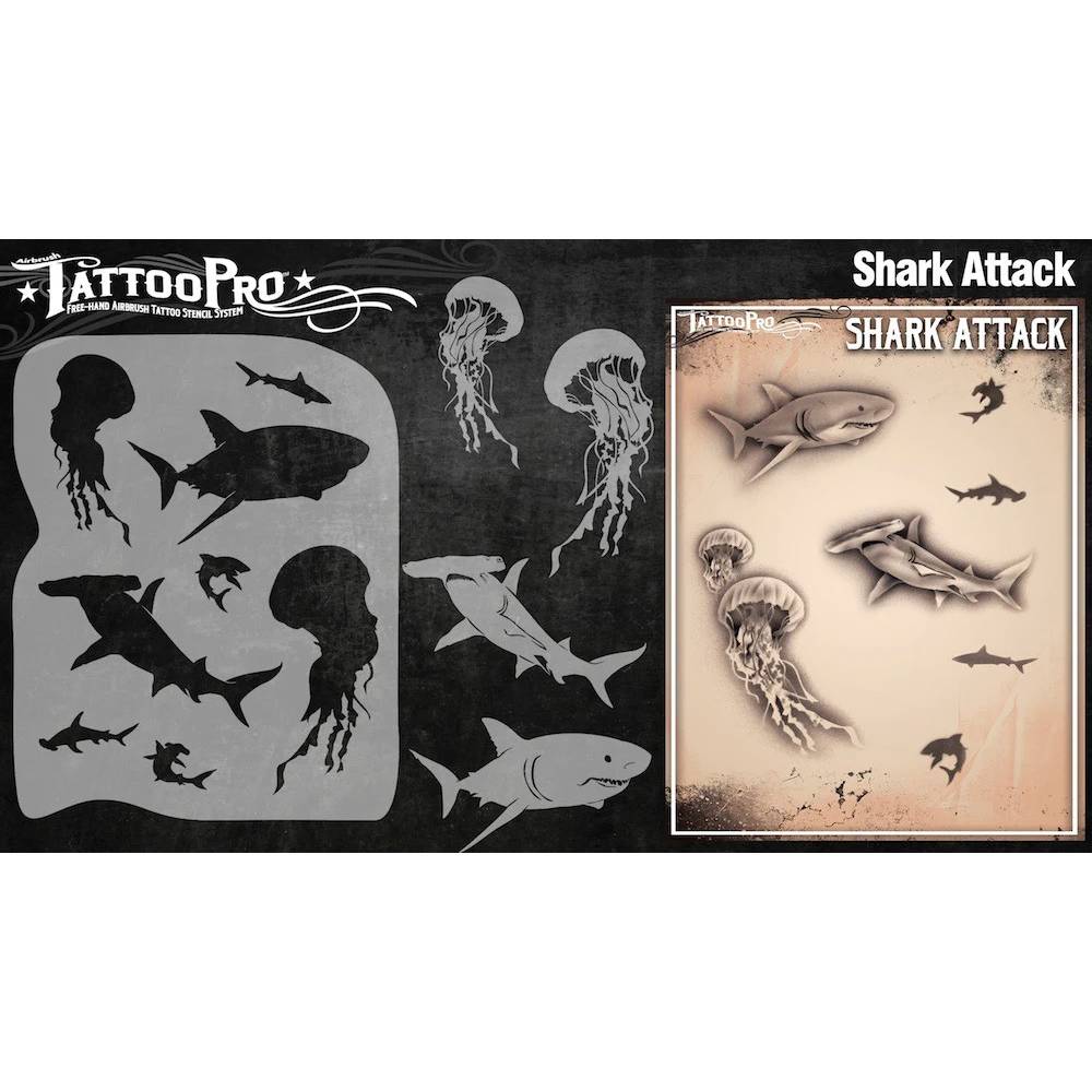 Tattoo Pro Shark Attack Stencil - 135