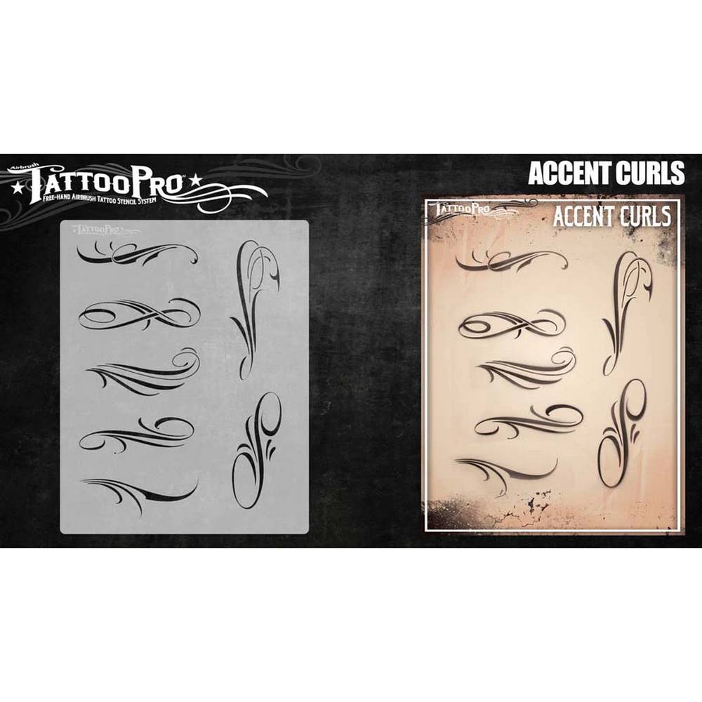 Tattoo Pro Accent Curls Stencil - 168