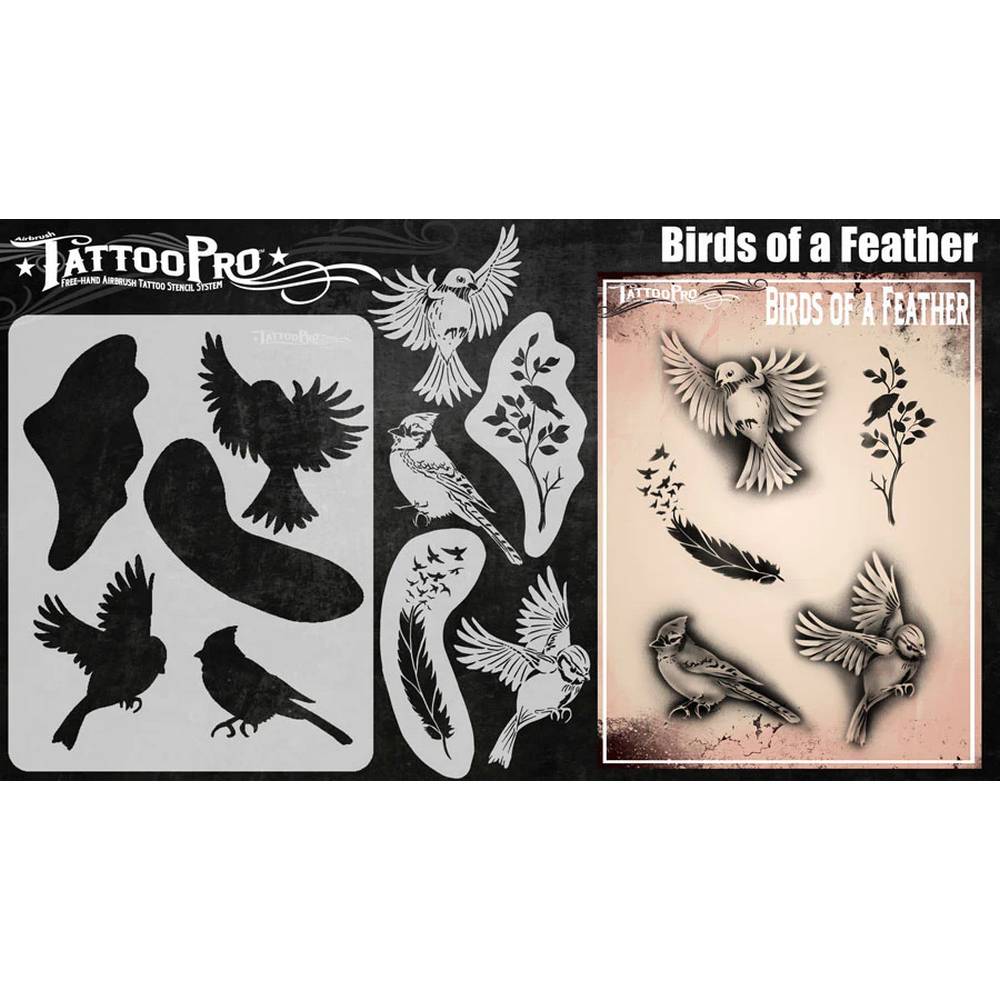 Tattoo Pro oiseaux Pochoir tatouage Birds Of Feather 185