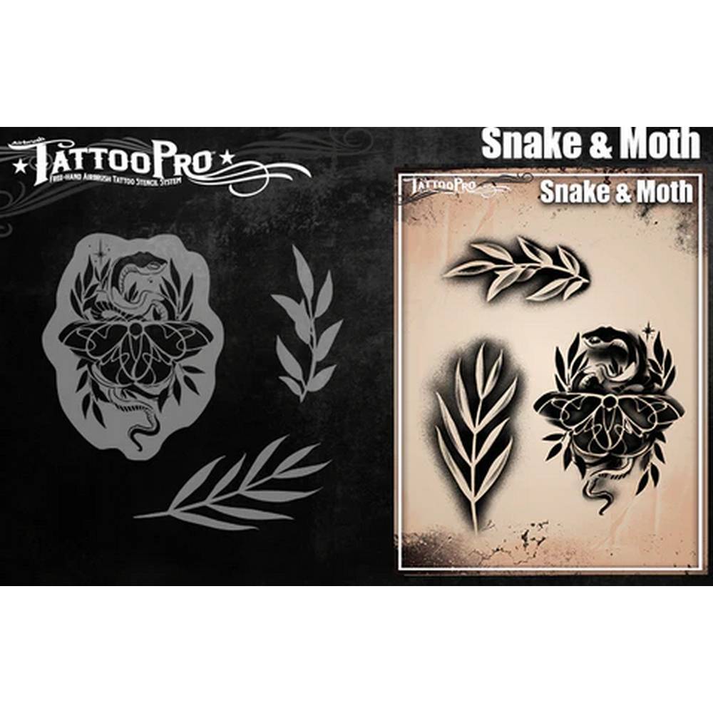 Tattoo Pro Snake & Moth Stencil - 204