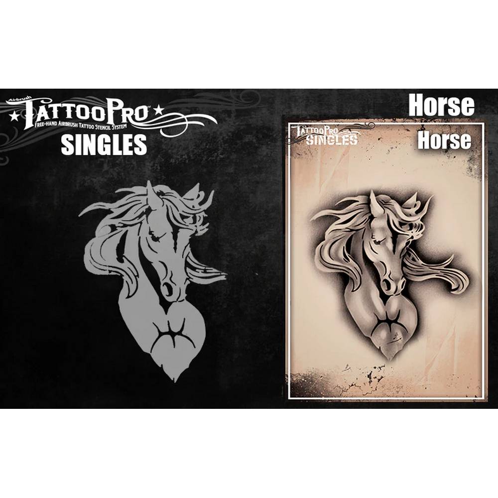 Tattoo Pro Cheval Pochoir de tatouage - singles S122