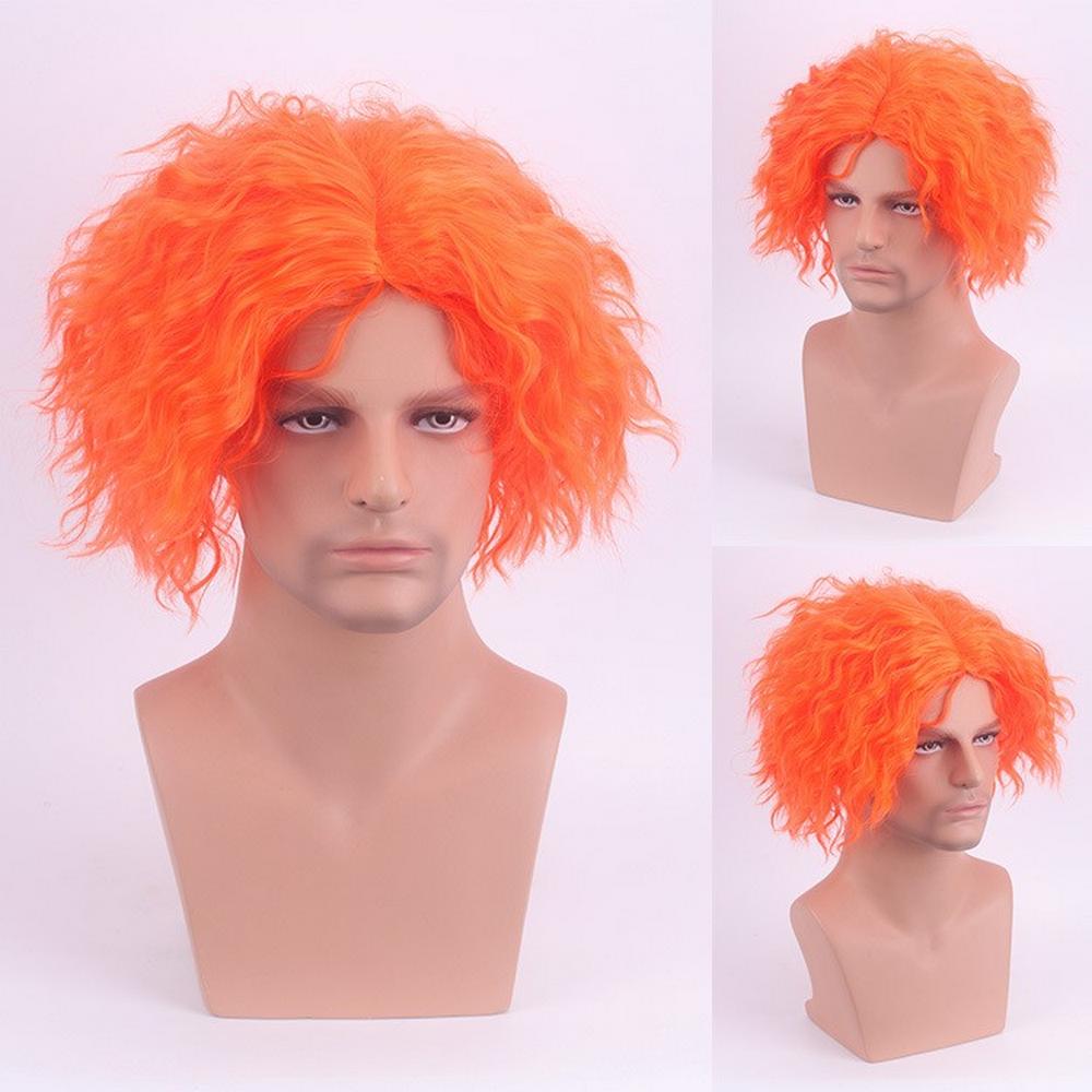 Perruque adulte bouclée orange de chapelier