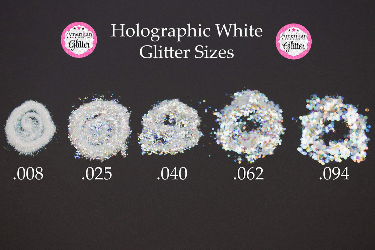 Amerikan Body Art Chunky Glitter 1oz Jar- Holographic White Blend
