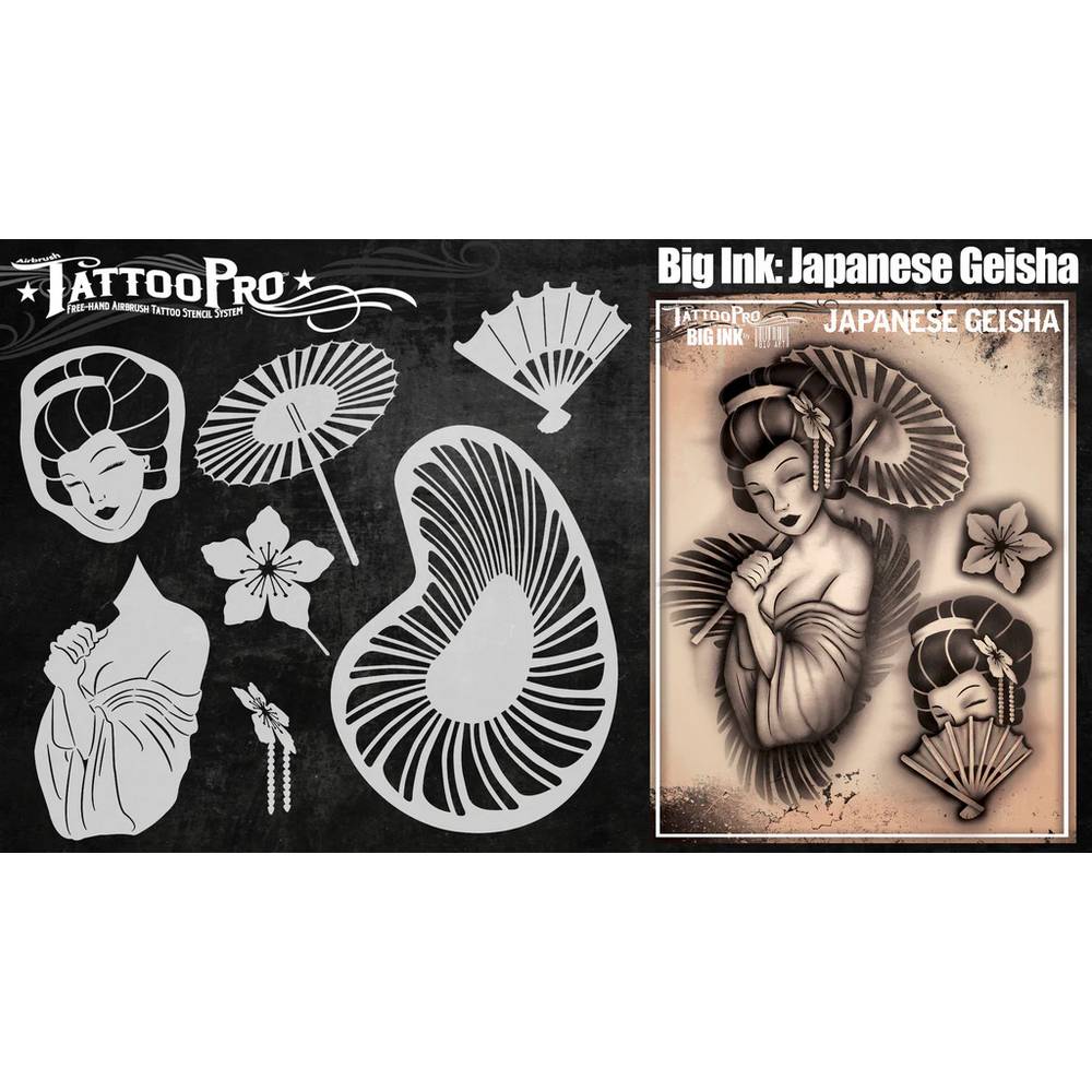 Tattoo Pro Japanese Geisha Stencil - Big Ink 101