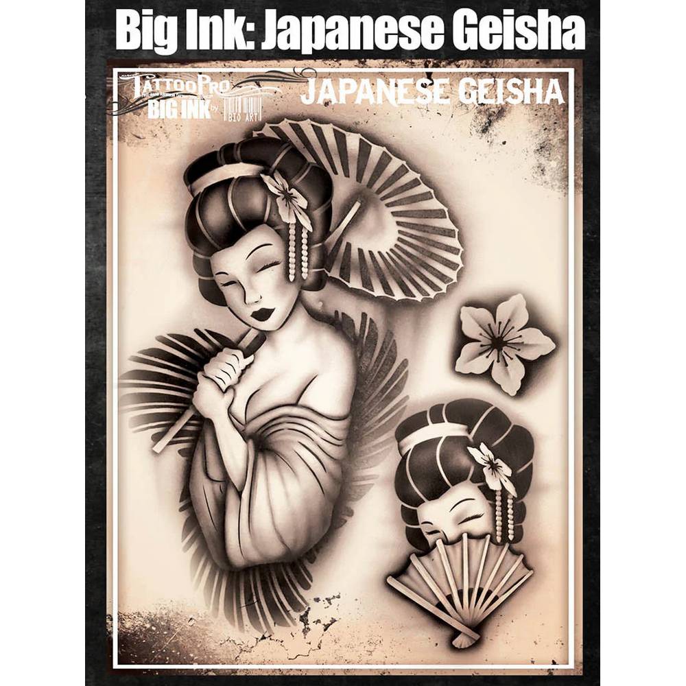 Tattoo Pro Japanese Geisha Stencil - Big Ink 101