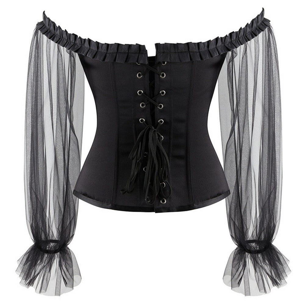 Black Corset With Veil Transparent Sleeves
