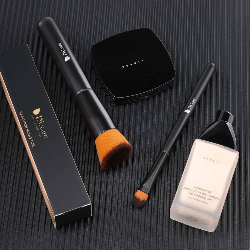 Ducare Black Smooth Makeup 2-Piece Face Brush Set