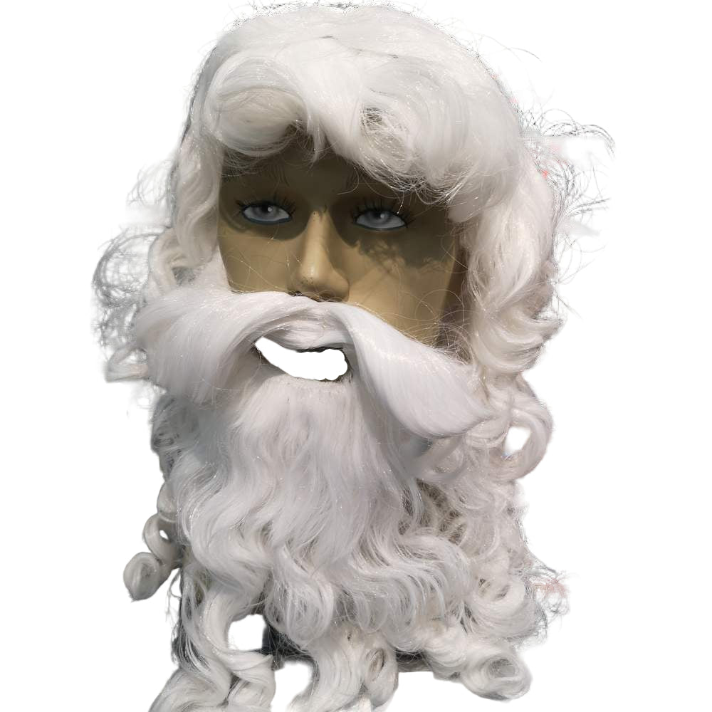 Perruque et barbe de Père Noël Deluxe Santa - blanc