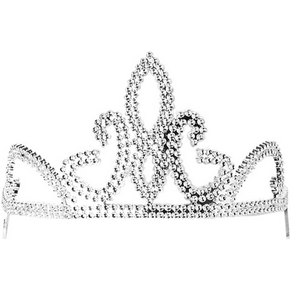 Plastic TIARA with Combs Silver