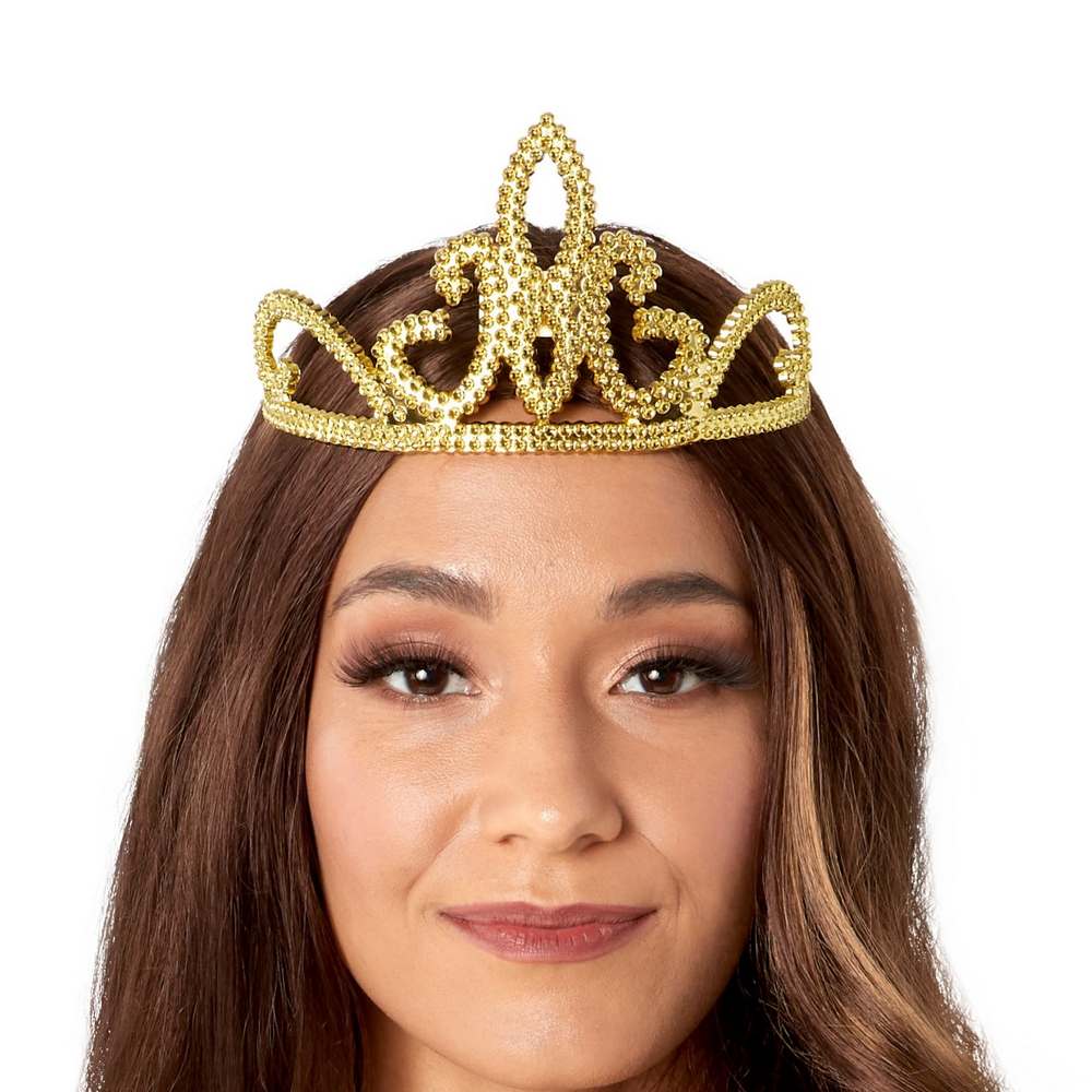 Plastic TIARA with Combs - Gold. With adult
