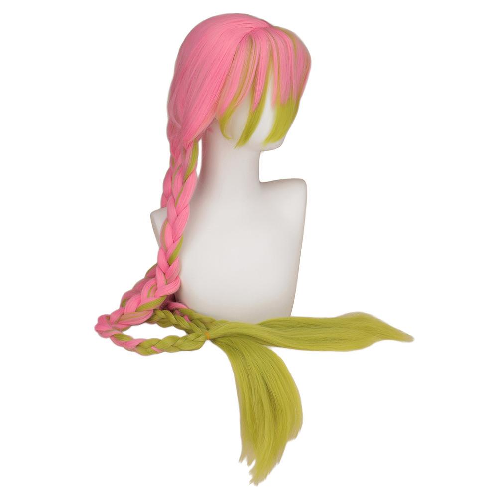 Long Pink & Green Cosplay Wig - Demon Killer