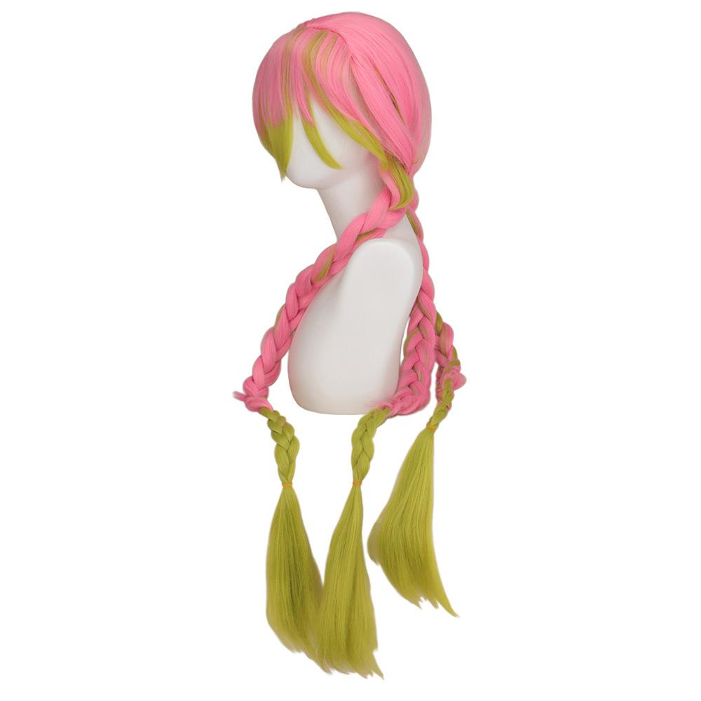 Long Pink & Green Cosplay Wig - Demon Killer