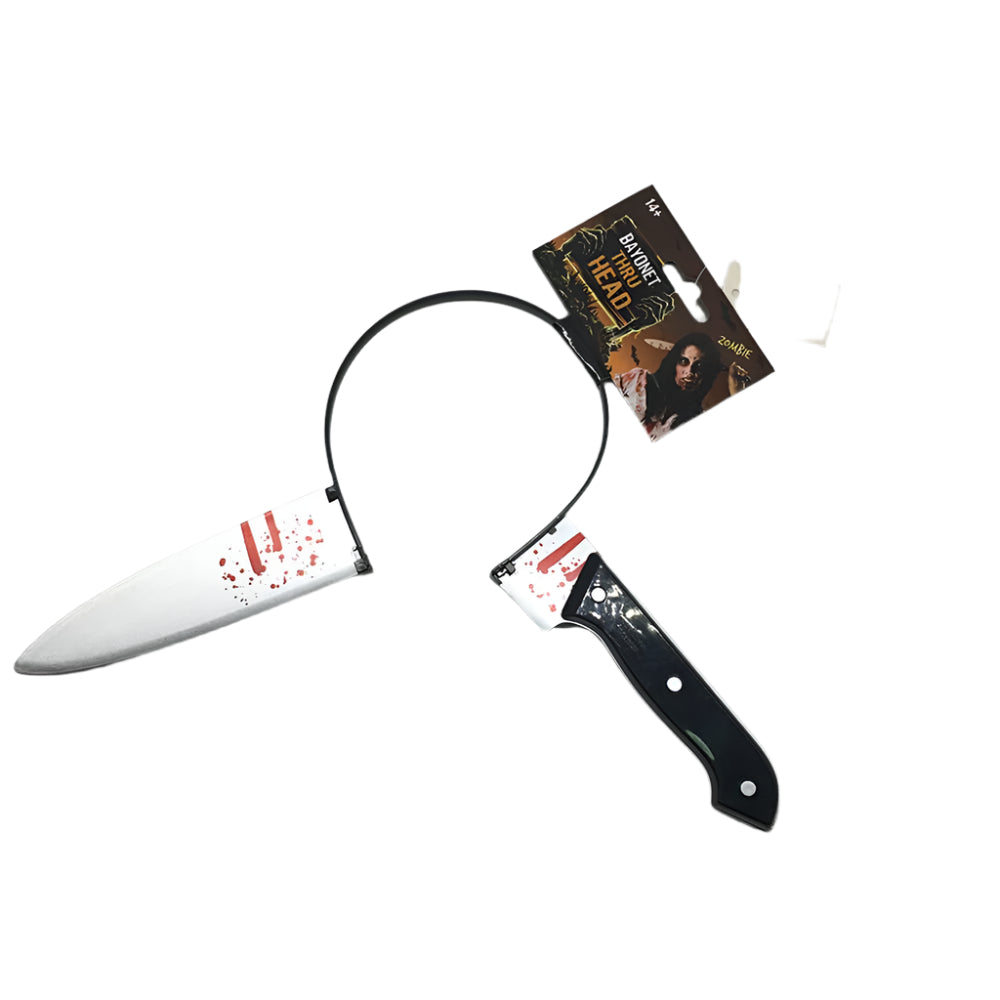 Bloody Knife Through Head Headband - Halloween Horror Prop