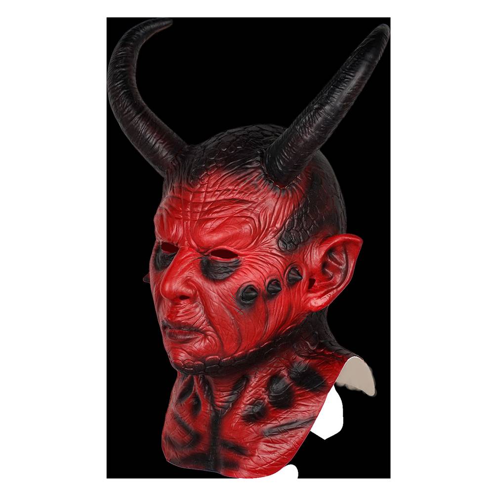 Masque en latex de diable rouge avec cornes