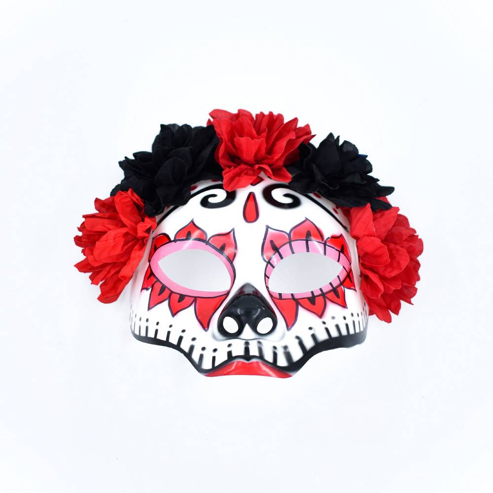 Masque de crâne de mariée fantôme « Día de los Muertos » avec des roses