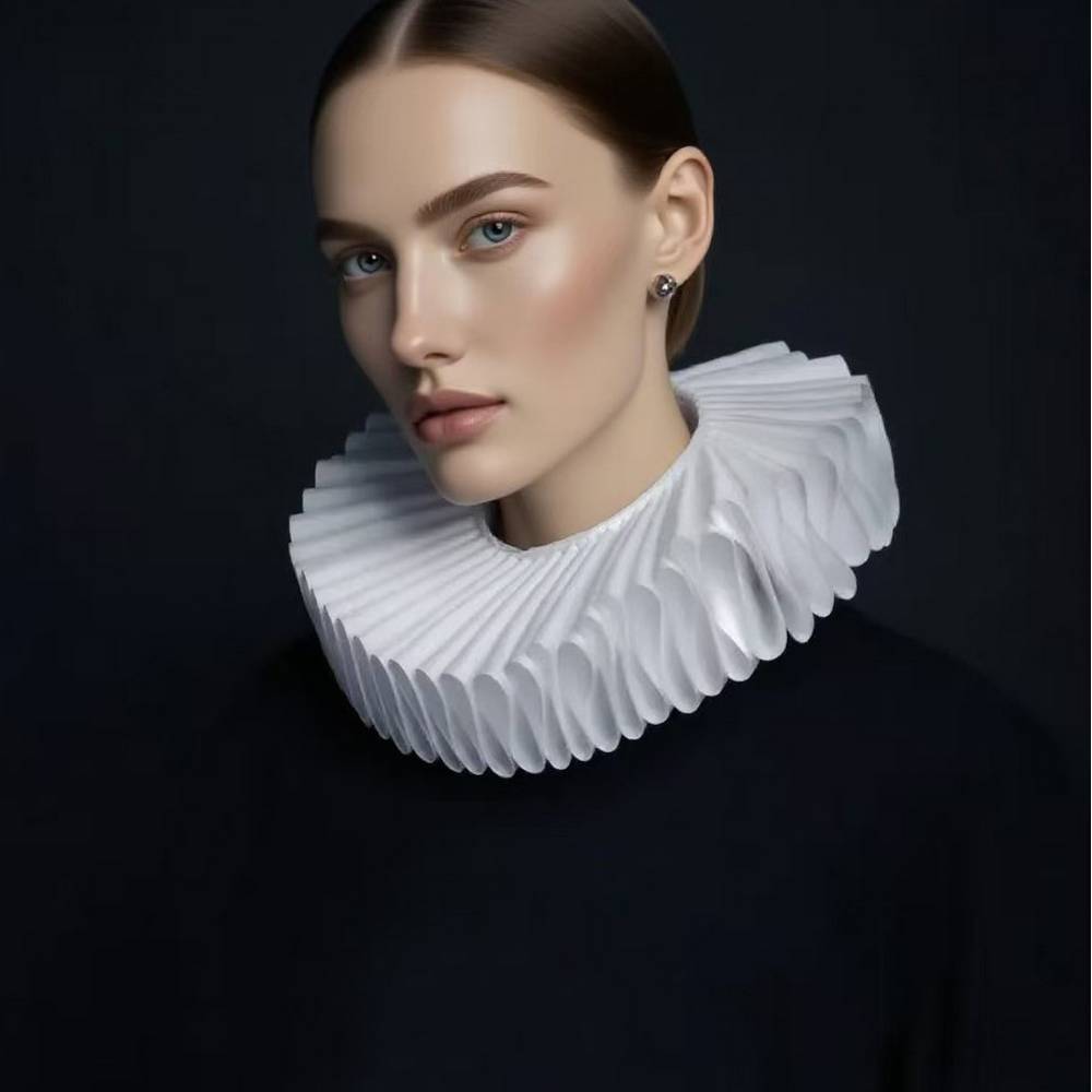 Victorian Elizabethan Ruff Collar - white