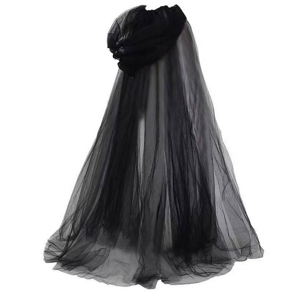 Black Hooded Gauze Cape - Adult