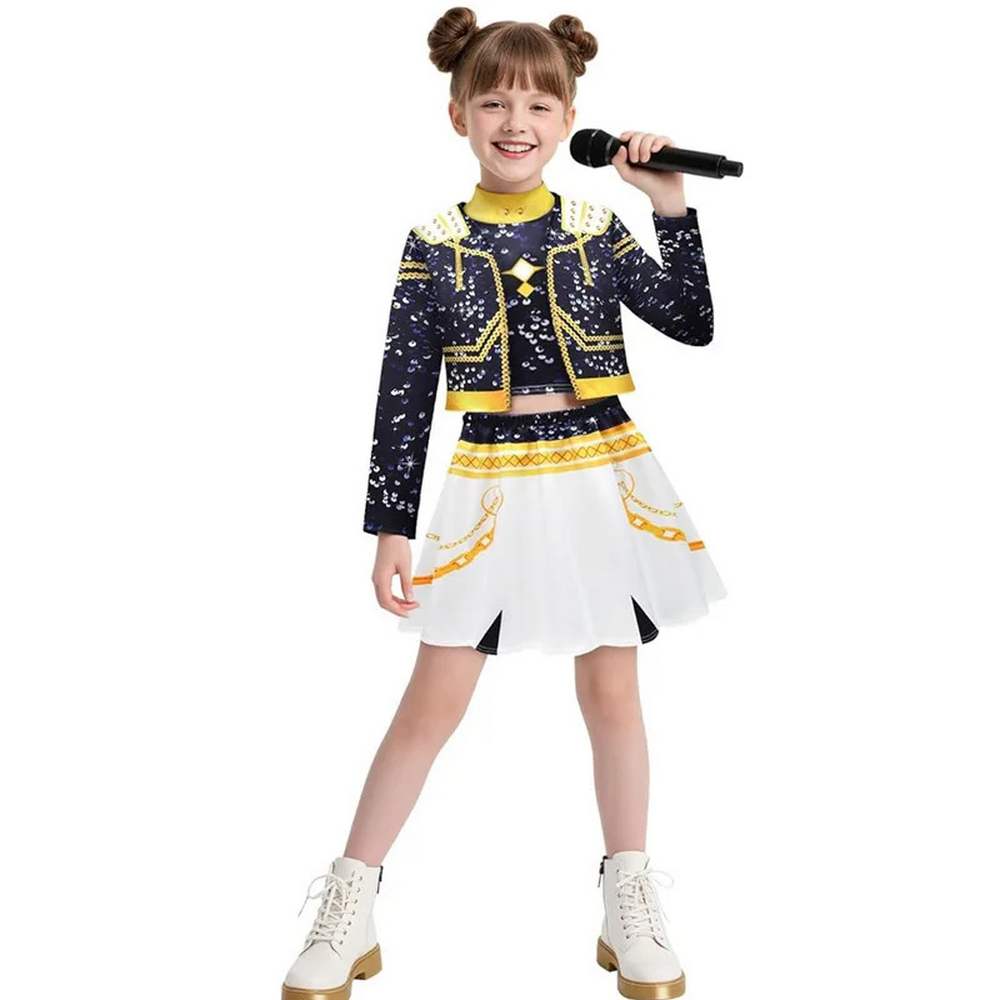 Z idole pop rapper costume noir et blanc guerrière - enfant