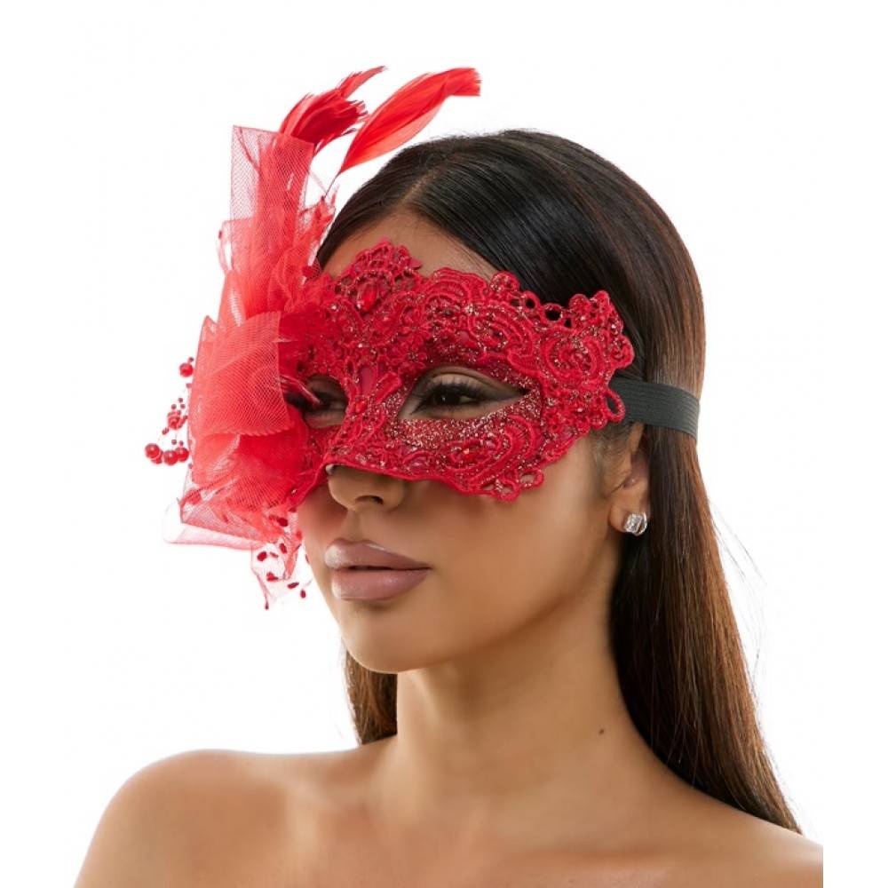 Masquerade Fairy Lace Mask With Flower Ornament, Venitian