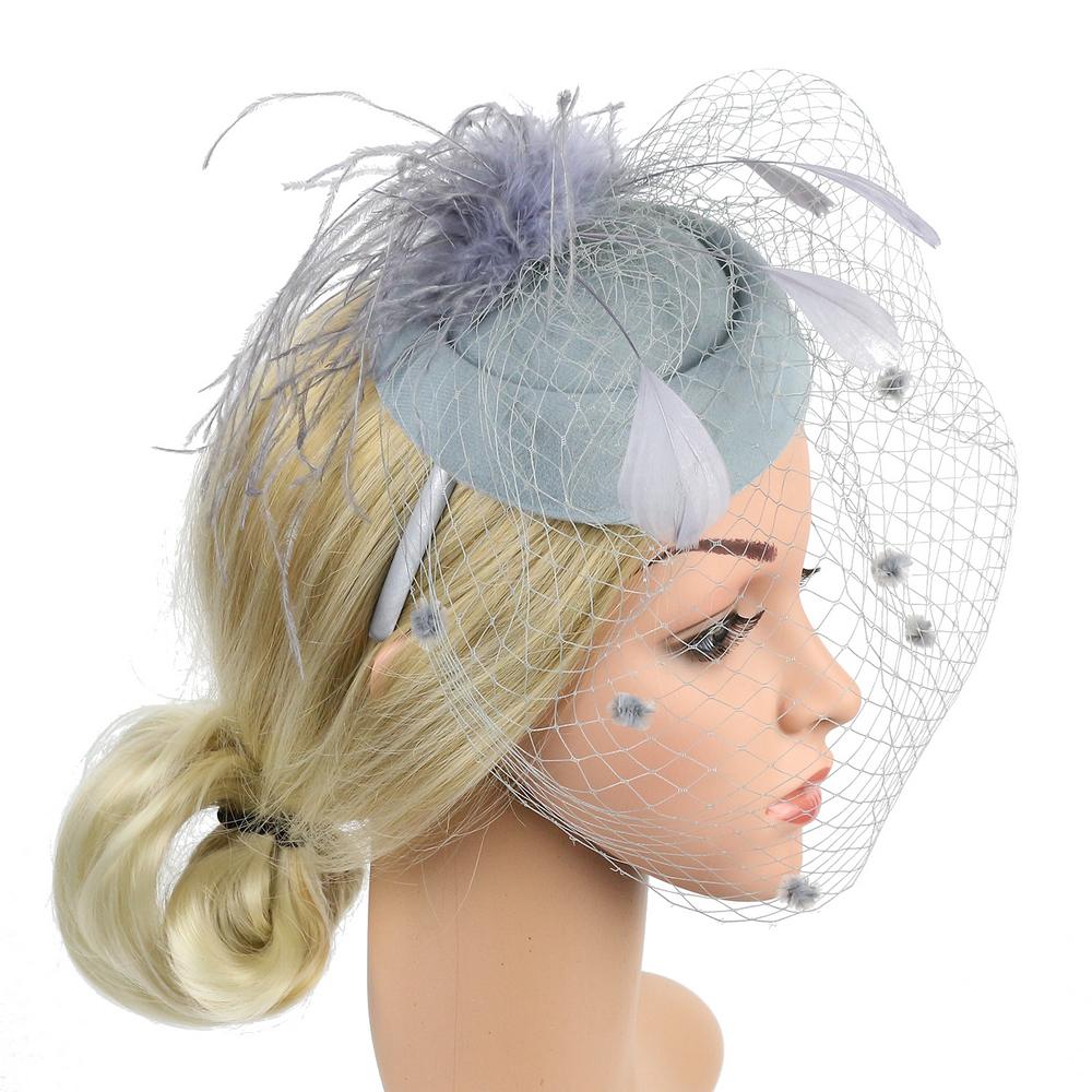 Gatsby Fascinator Hat with veil and feathers