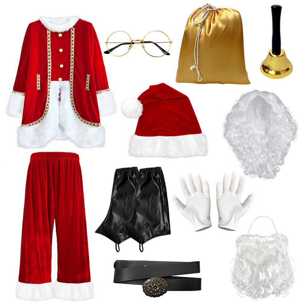 Ensemble Père Noël costume avec détails dorés pour adulte