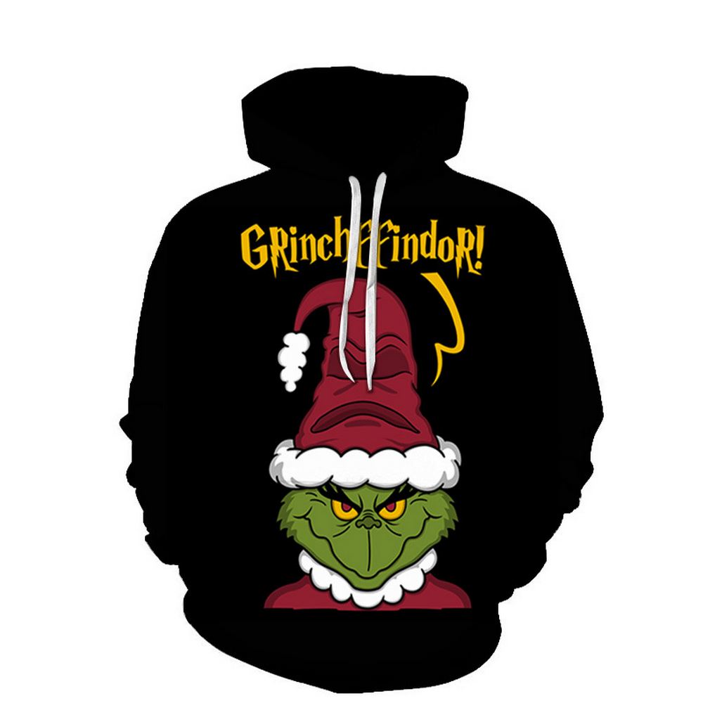 Sweat à capuche noir de Noël Grouchy Grinchffindor - adulte
