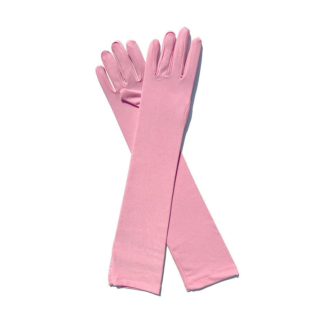 Lady Long Gloves Micro Fiber Material, Pink