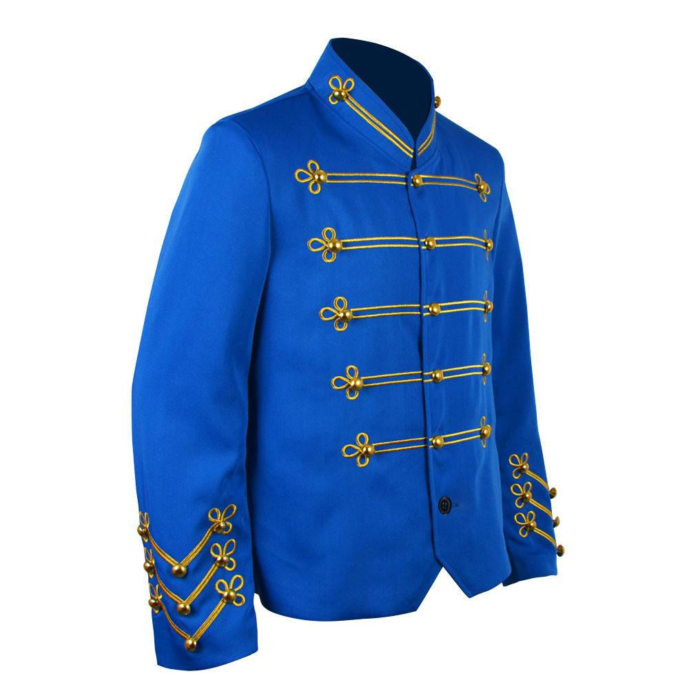 Costume de veste de style militaire pour adulte, bleu, star de la pop