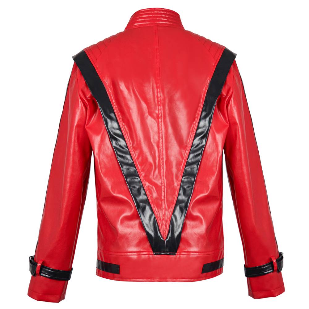 Veste de thriller rouge et noire pour adulte - Costume de roi de la pop