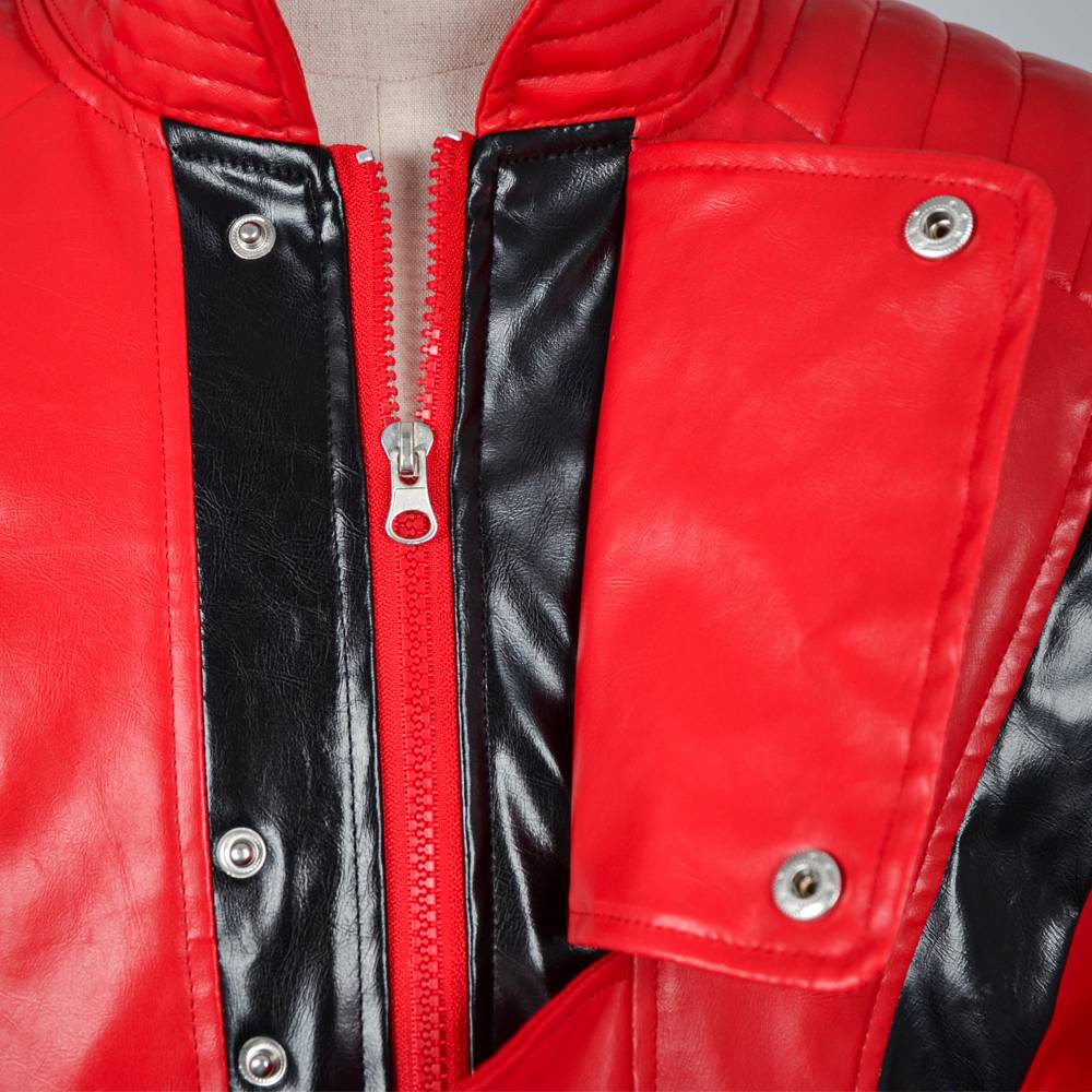 Veste de thriller rouge et noire pour adulte - Costume de roi de la pop