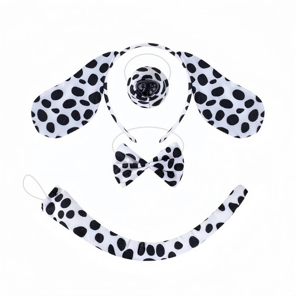 Dalmatian Costume Accessory Set – Ears, Tail, Muzzle & Bow Tie