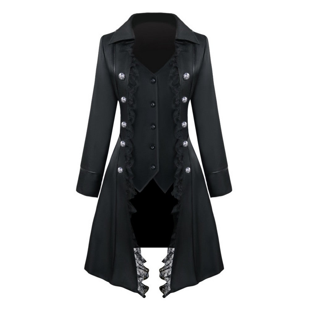 Elegant Medieval Lady Coat - Black