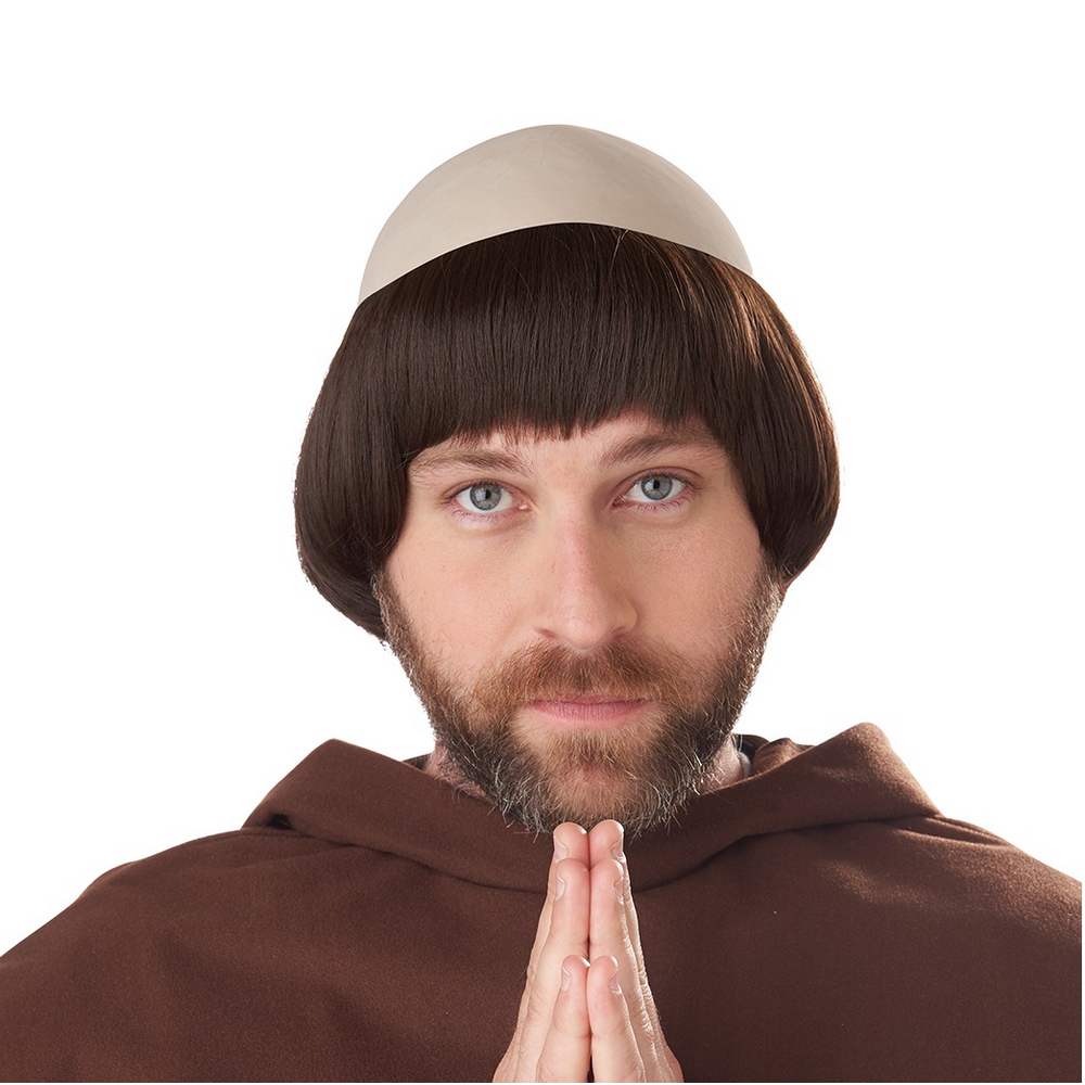 Medieval Priest Friar Wig With Bald Cap