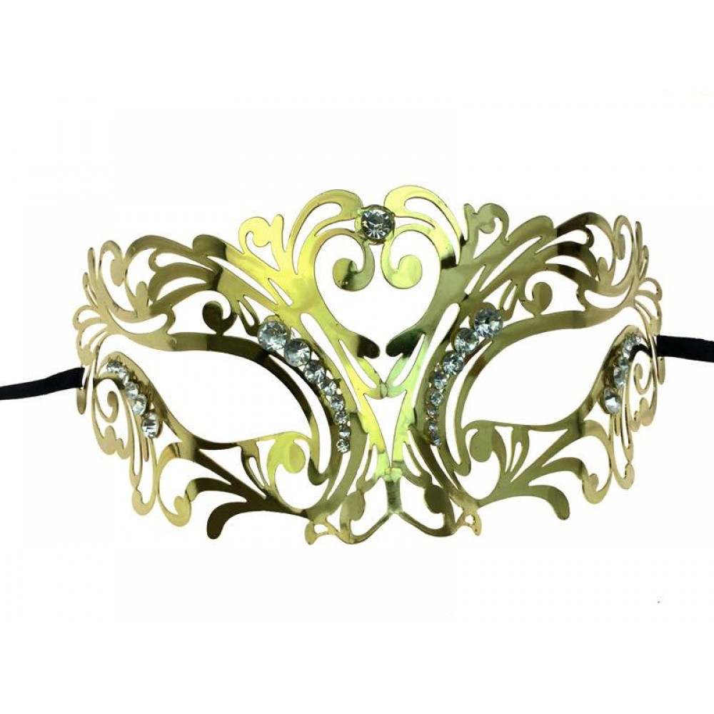 Metal Venetian Mask with rhinestones 57 Gold