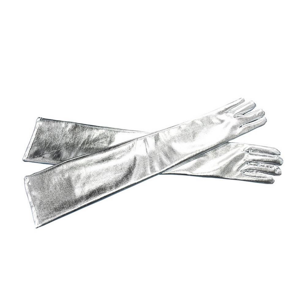 Opera-Length Faux Leather Gloves