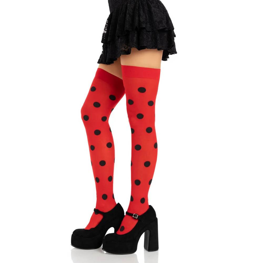 Polka Dot Opaque Thigh Highs