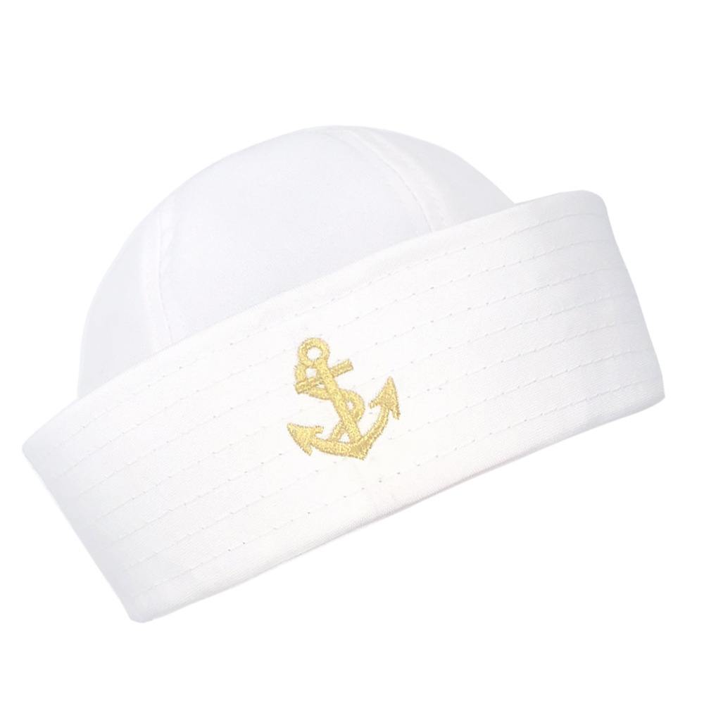 Chapeau blanc de marin avec ancre