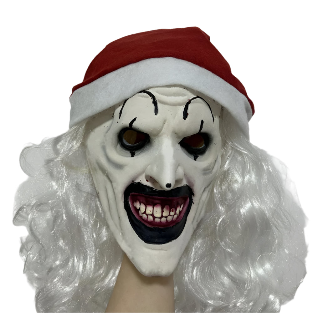 Masque de clown blanc effrayant Terri avec cheveux