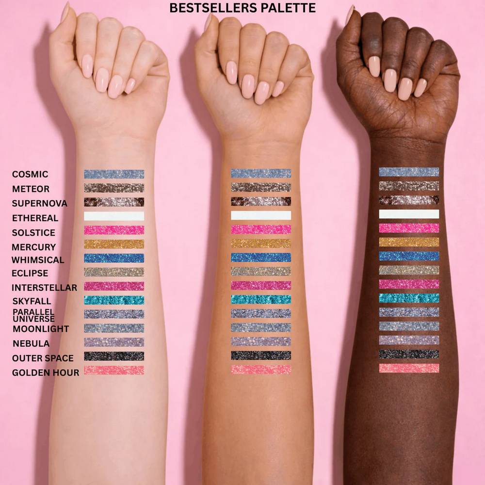 Vani Cosmetics 15 colors Glitter Palette - High-pigment glitters and shimmers